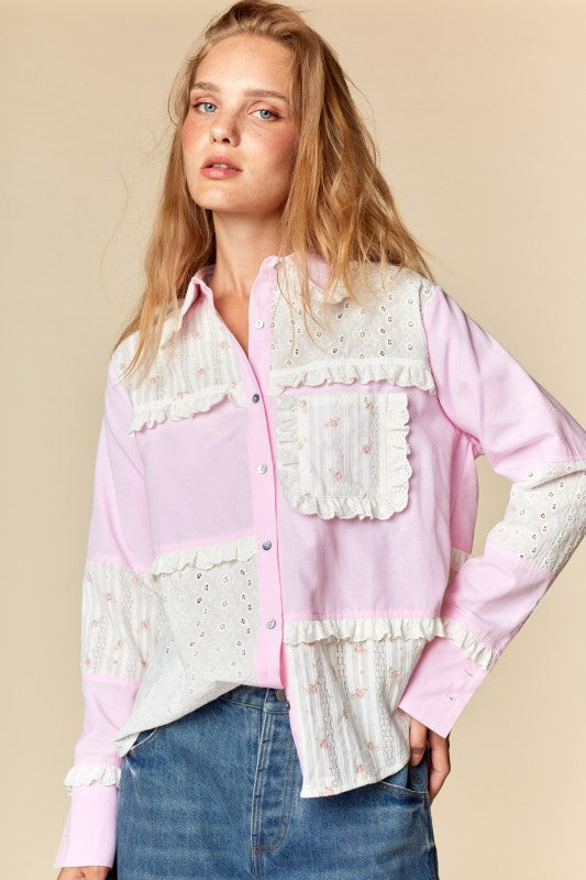 Patchwork Lace Mix Shirt