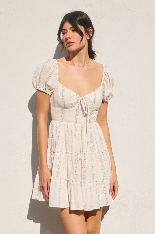 Bella Flor Puff Sleeve Mini Dress