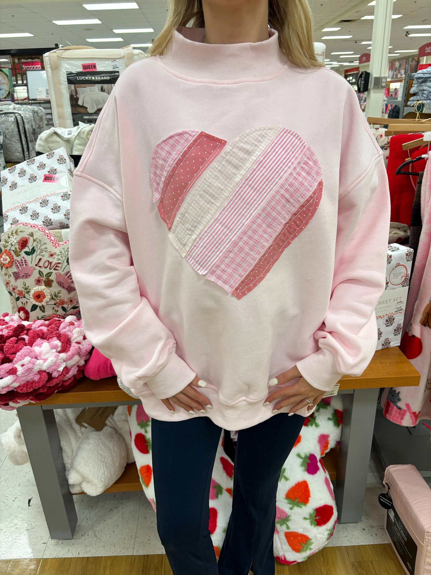 Mi Corazón Es Tuyo Patchwork Mockneck