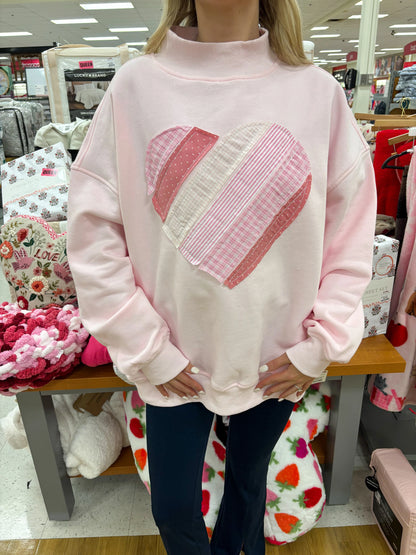 Mi Corazón Es Tuyo Patchwork Mockneck