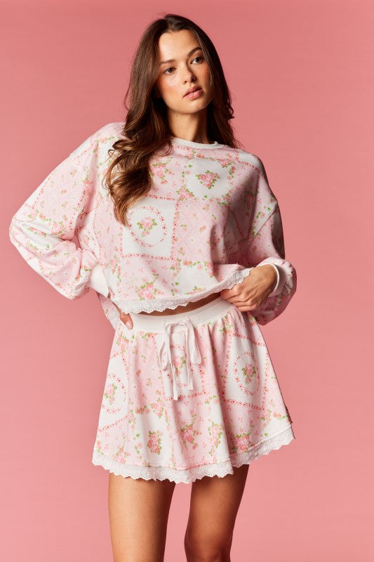 Vintage Floral Lounge Set Pink