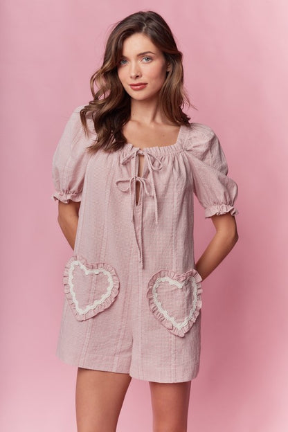 Estelle Pink Heart Romper