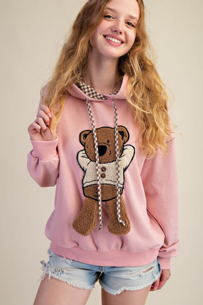 Teddy Bear Patch Pullover Hoodie