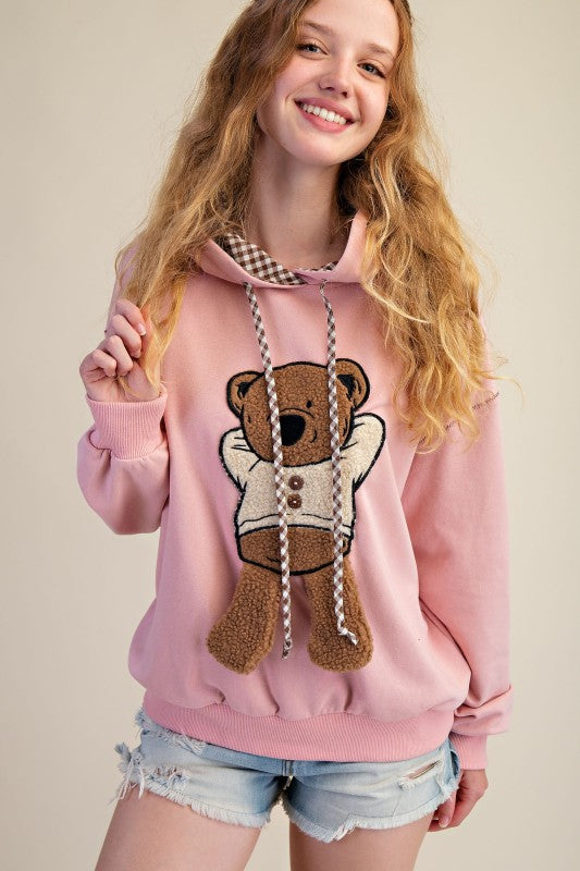 Teddy Bear Patch Pullover Hoodie