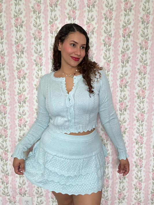 El Cisne Azul Bow Pointelle Skirt Set