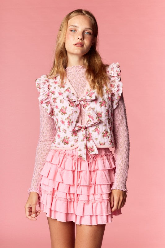 Rose Quilted Ruffle Vest