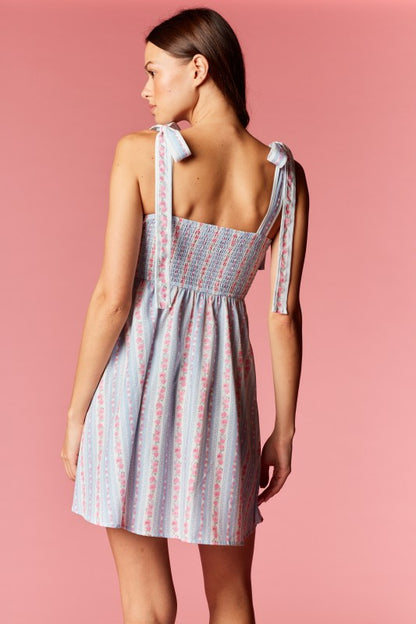 Pastel Floral Mini Dress Blue