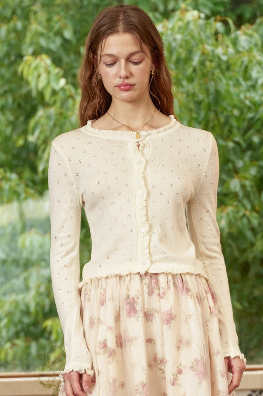 Theodora Ruffle Button Cardigan