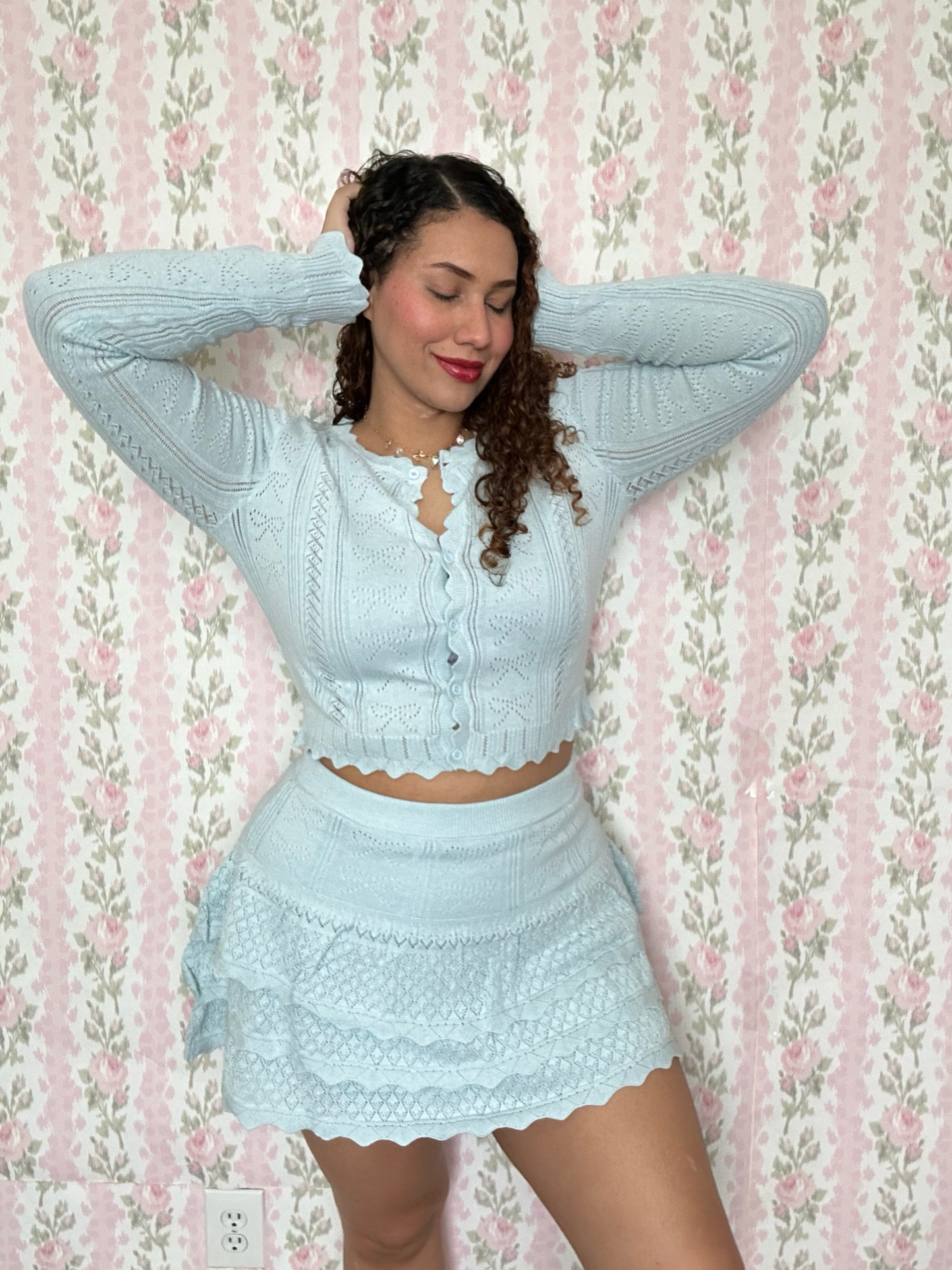 El Cisne Azul Bow Pointelle Skirt Set