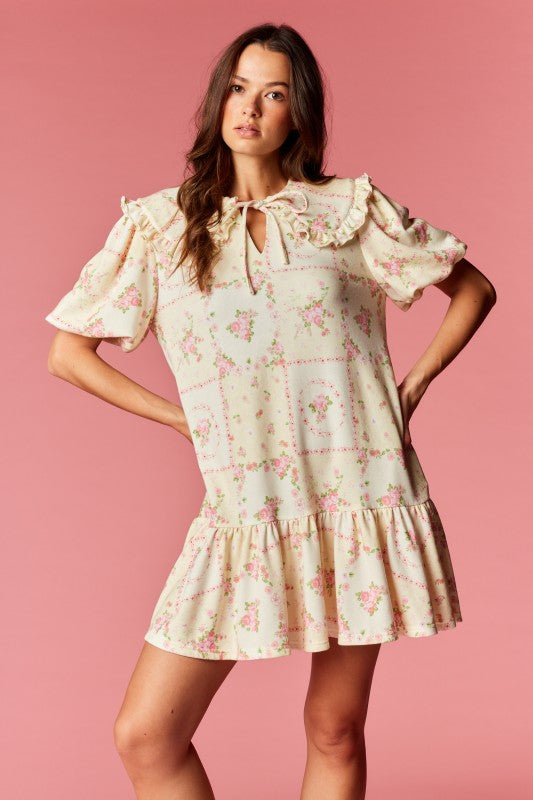 Cottage Floral Dress Yellow