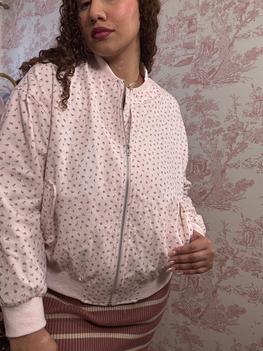Princeton Girl Oversized Cotton Pink Bomber Jacket