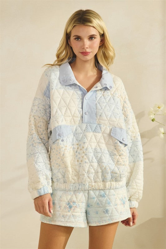 Honey Bownie Quaterzip Sweater Blue