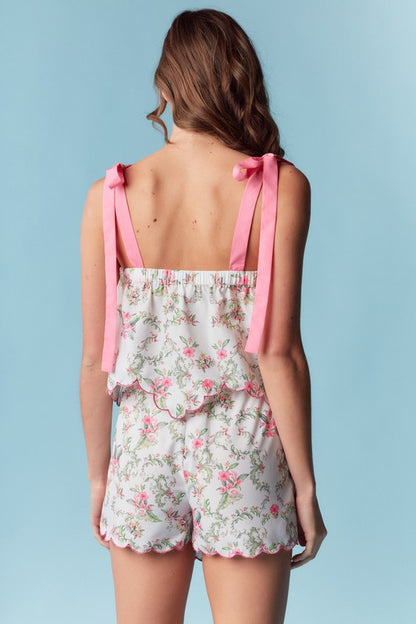 Floral Scallop-Trim Camisole & Skort Set Pre Order