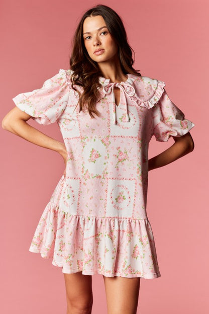 Cottage Floral Dress Pink