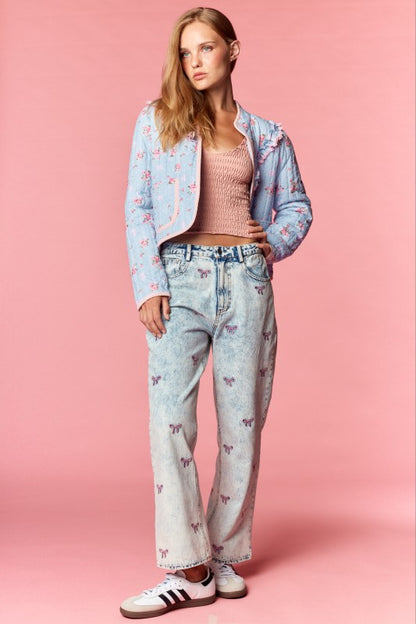 Floral Quilted Ruffle Jacket