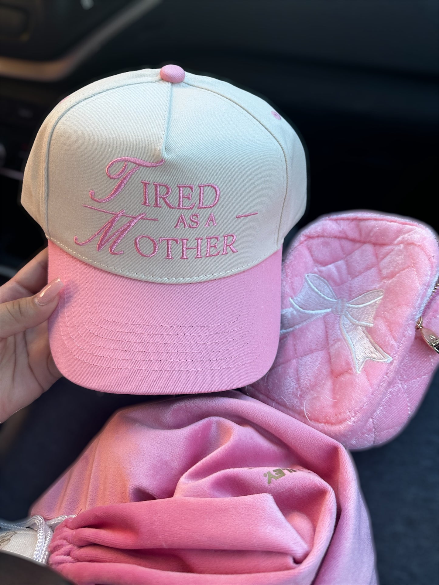 Tired As a Mother - Vintage Trucker Hat PINK