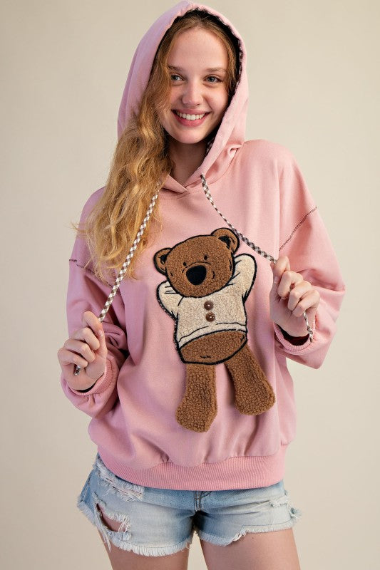 Teddy Bear Patch Pullover Hoodie
