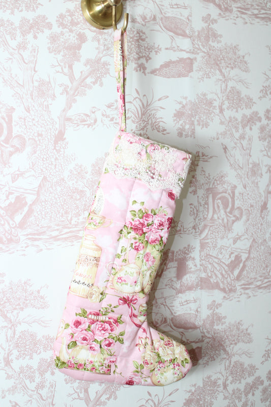 Pinkmas Handmade Stocking With Lace