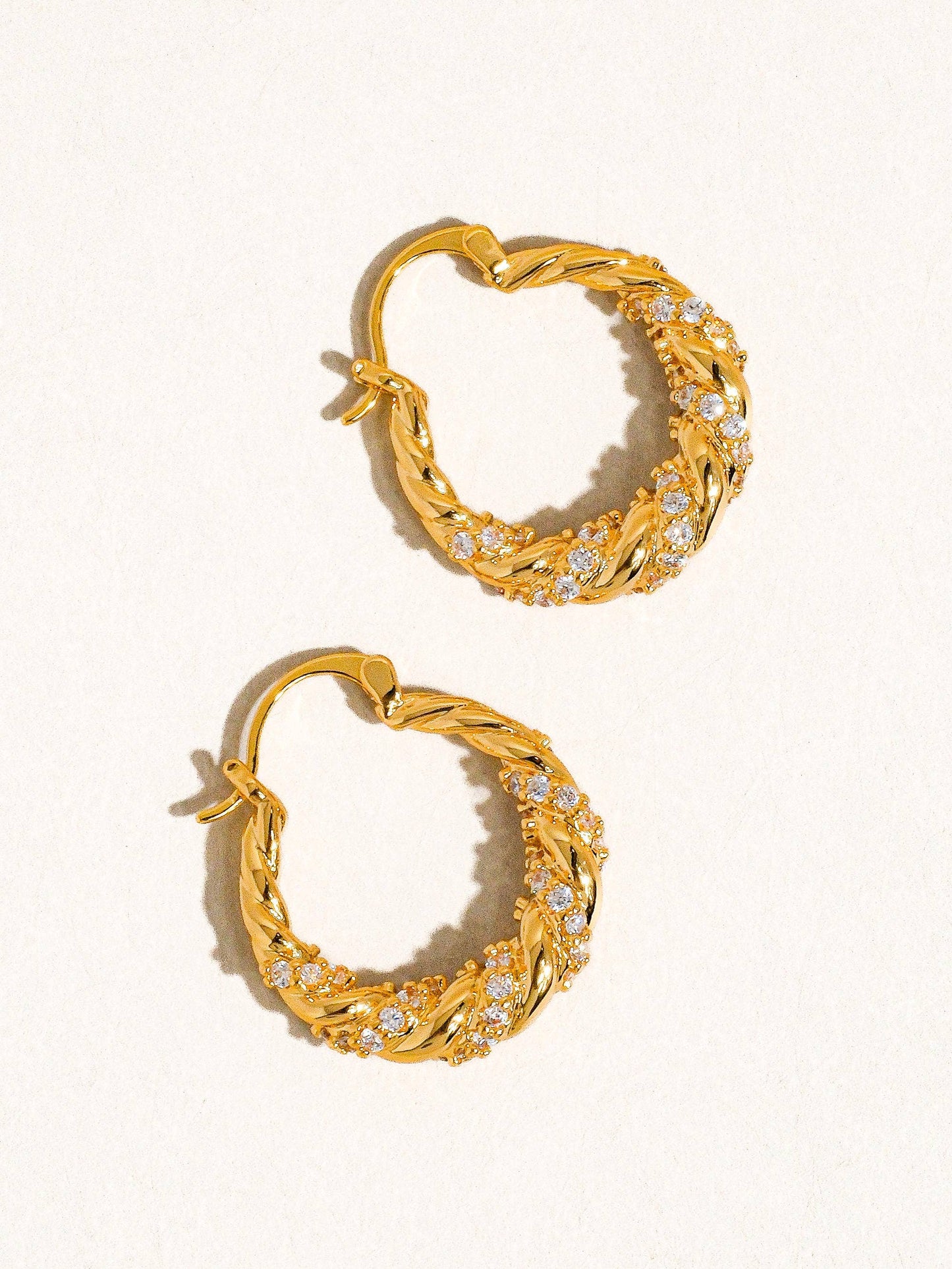 Emily In Manhattan 18K Gold Plated Rhinestone Twisted Hoop Earring