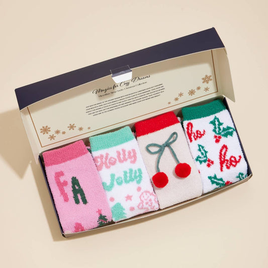 Lovely Pinkmas Fuzzy Socks Assorted Pack of 4