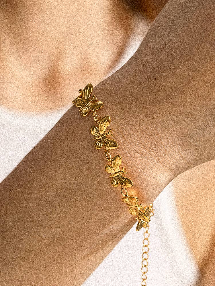 Cocoon 18K Gold Plated Non-Tarnish Butterfly Chain Bracelet