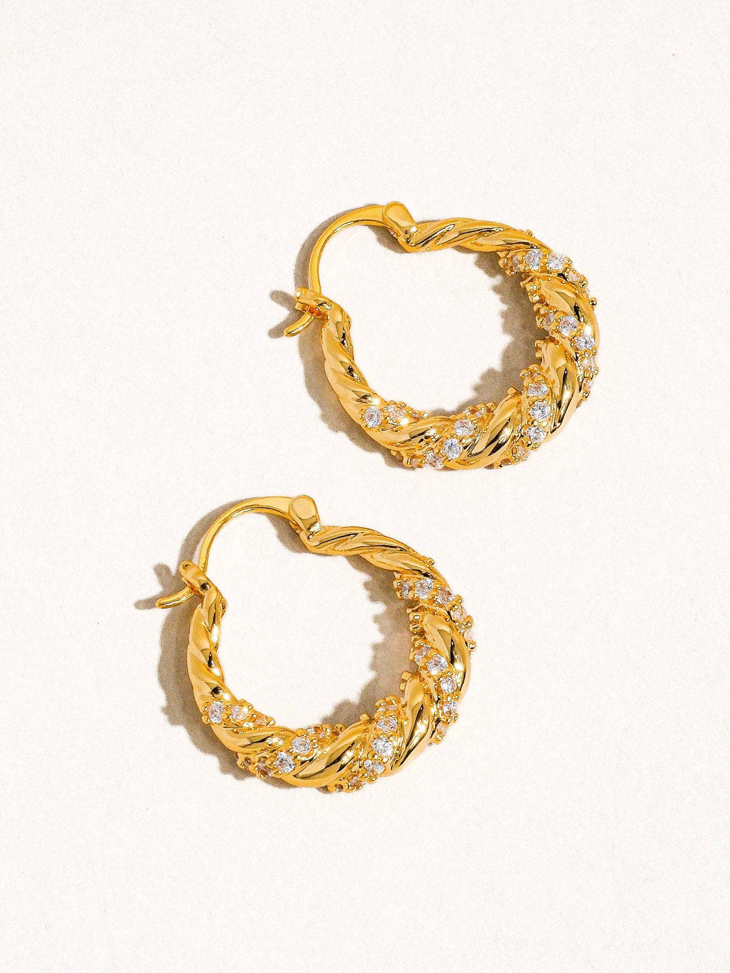 Emily In Manhattan 18K Gold Plated Rhinestone Twisted Hoop Earring