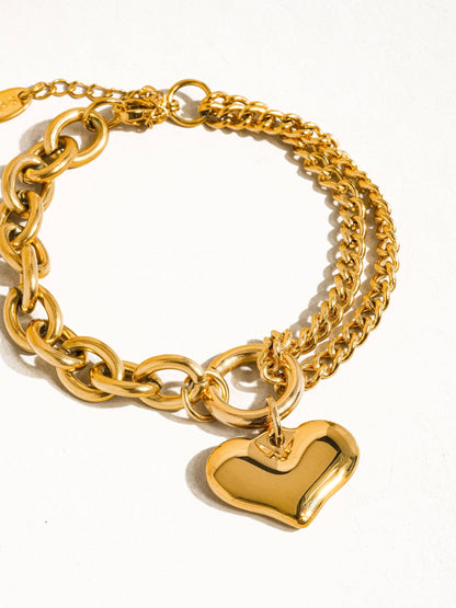 A Bigger Heart 18K Gold Plated Non-Tarnish Heart Chain Bracelet