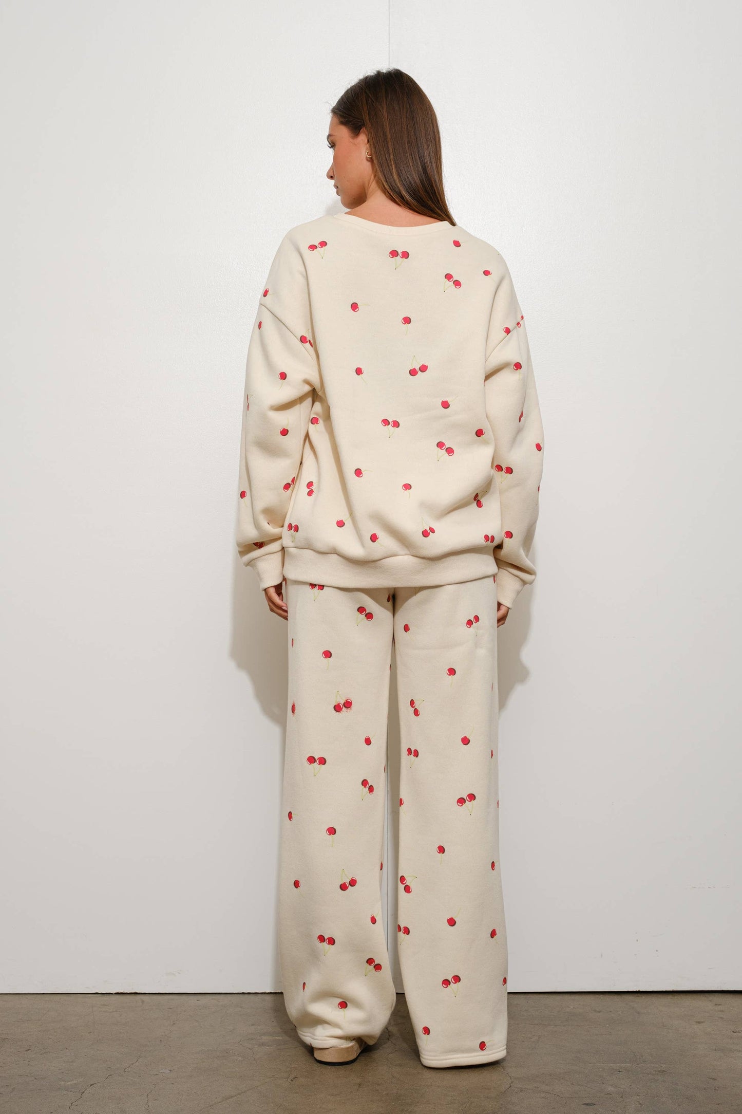 Cherry Harvest Printed Sweatshirt And Pants Lounge Set