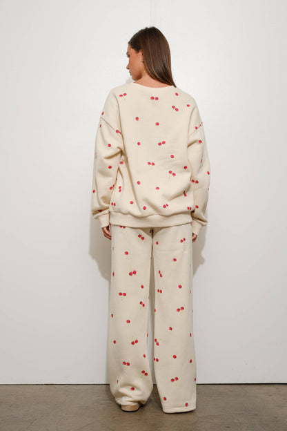 Cherry Harvest Printed Sweatshirt And Pants Lounge Set