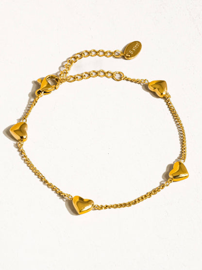 Love Me 18K Gold Plated Non-Tarnish Petite Heart Bracelet