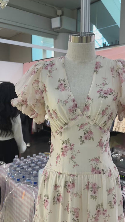 Ivory Pink Floral Dress December